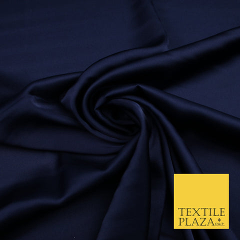 Ink Navy Fine Silky Smooth Liquid Sateen Satin Dress Fabric Drape Lining Material 7805