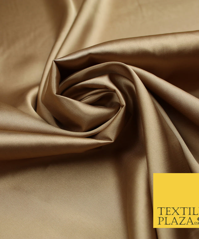 Hazelnut Gold Fine Silky Smooth Liquid Sateen Satin Dress Fabric Drape Lining Material 7828