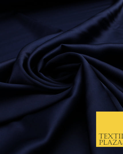 Ink Navy Fine Silky Smooth Liquid Sateen Satin Dress Fabric Drape Lining Material 7805