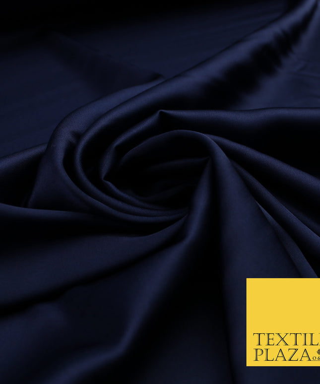 Ink Navy Fine Silky Smooth Liquid Sateen Satin Dress Fabric Drape Lining Material 7805