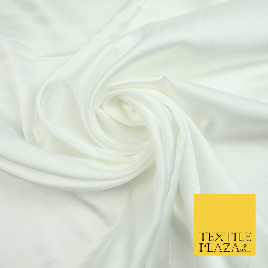 Ivory Fine Silky Smooth Liquid Sateen Satin Dress Fabric Drape Lining Material 7818