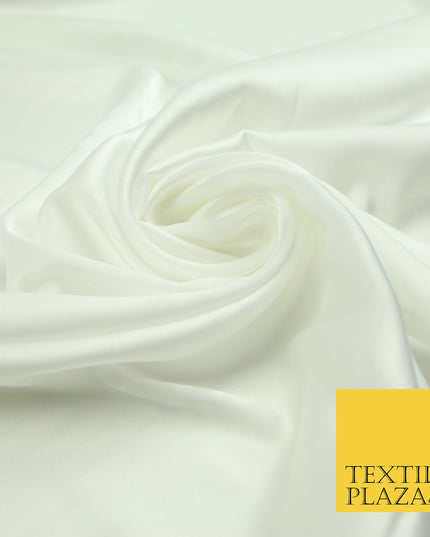 Ivory Fine Silky Smooth Liquid Sateen Satin Dress Fabric Drape Lining Material 7818