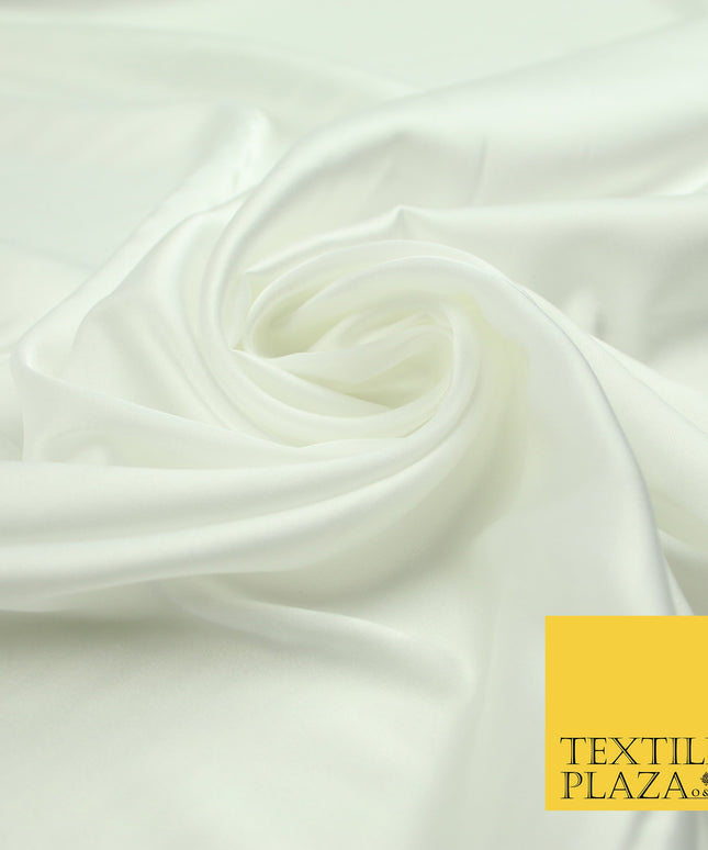 Ivory Fine Silky Smooth Liquid Sateen Satin Dress Fabric Drape Lining Material 7818