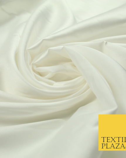 Ivory Cream Fine Silky Smooth Liquid Sateen Satin Dress Fabric Drape Lining Material 7819