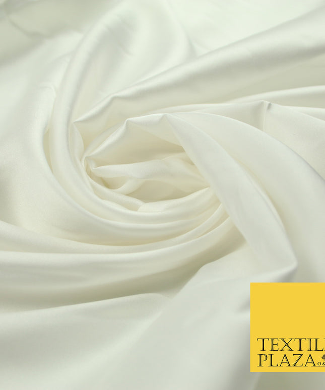 Ivory Cream Fine Silky Smooth Liquid Sateen Satin Dress Fabric Drape Lining Material 7819