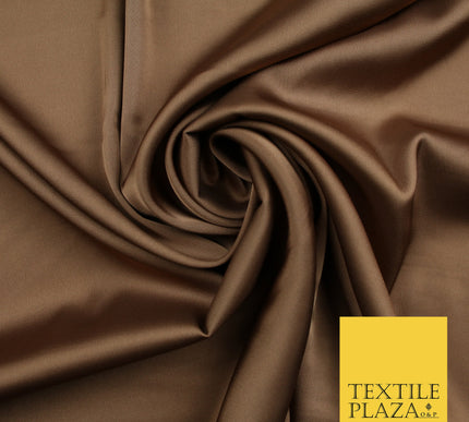 Light Brown Fine Silky Smooth Liquid Sateen Satin Dress Fabric Drape Lining Material 7834