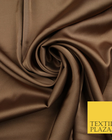 Light Brown Fine Silky Smooth Liquid Sateen Satin Dress Fabric Drape Lining Material 7834