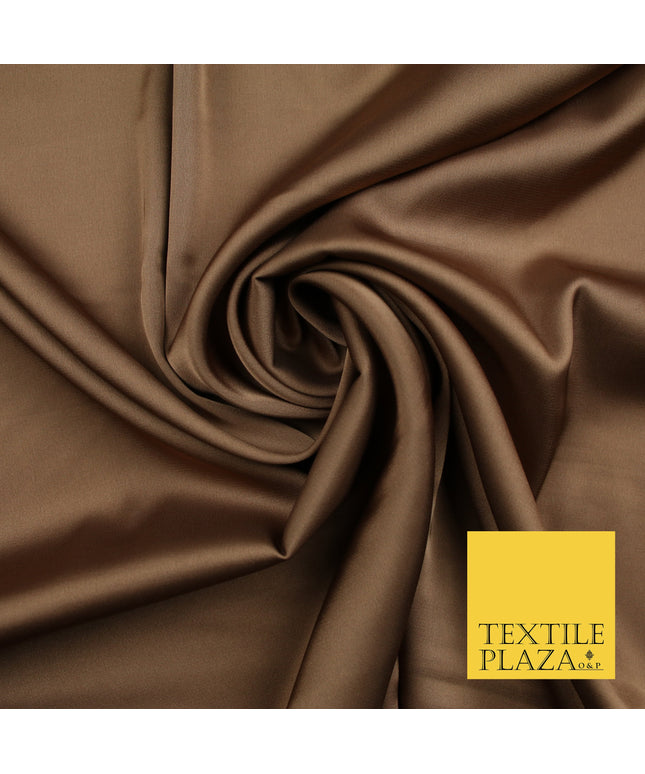 Light Brown Fine Silky Smooth Liquid Sateen Satin Dress Fabric Drape Lining Material 7834