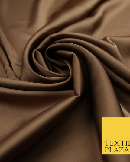 Light Brown Fine Silky Smooth Liquid Sateen Satin Dress Fabric Drape Lining Material 7834