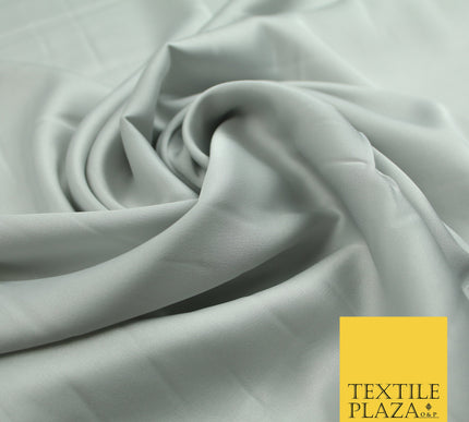 Light Silver Grey Fine Silky Smooth Liquid Sateen Satin Dress Fabric Drape Lining Material 7814