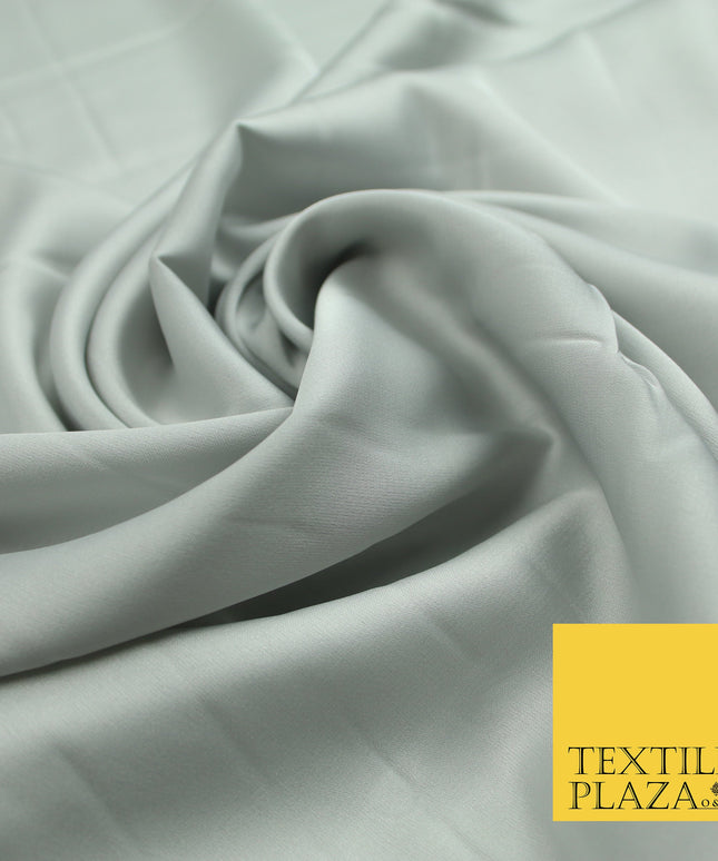 Light Silver Grey Fine Silky Smooth Liquid Sateen Satin Dress Fabric Drape Lining Material 7814