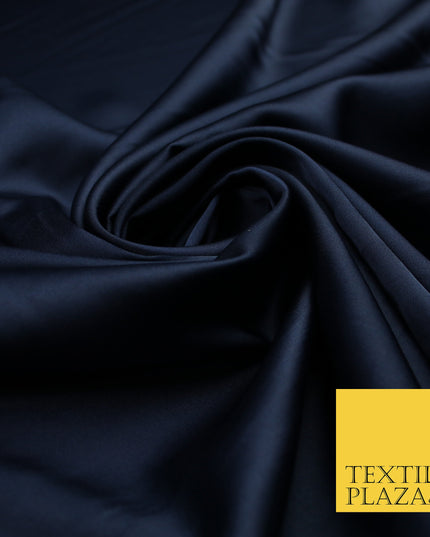 Midnight Blue Fine Silky Smooth Liquid Sateen Satin Dress Fabric Drape Lining Material 7807