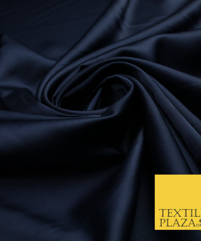 Midnight Blue Fine Silky Smooth Liquid Sateen Satin Dress Fabric Drape Lining Material 7807