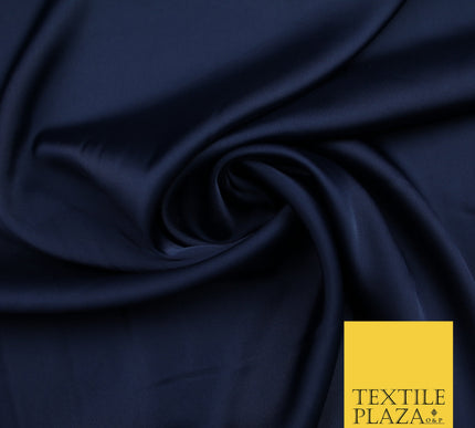 Navy Blue Fine Silky Smooth Liquid Sateen Satin Dress Fabric Drape Lining Material 7806