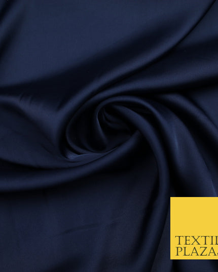 Navy Blue Fine Silky Smooth Liquid Sateen Satin Dress Fabric Drape Lining Material 7806