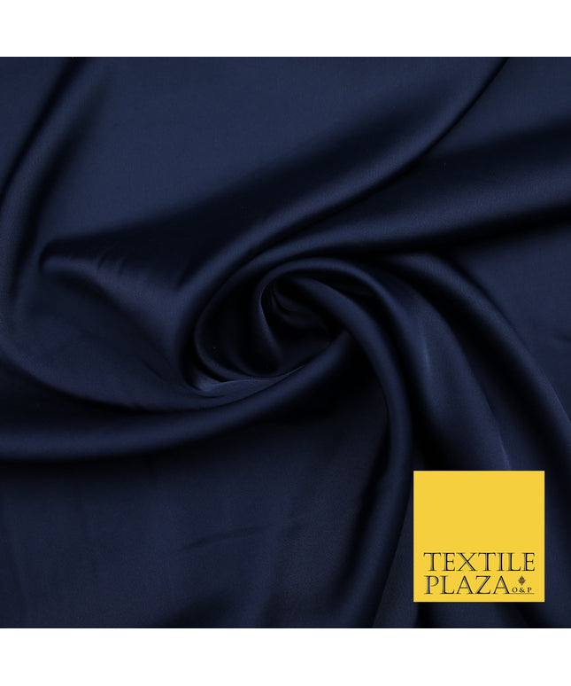 Navy Blue Fine Silky Smooth Liquid Sateen Satin Dress Fabric Drape Lining Material 7806