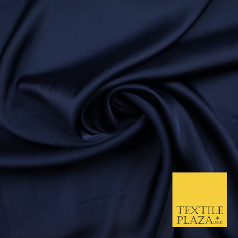 Navy Blue Fine Silky Smooth Liquid Sateen Satin Dress Fabric Drape Lining Material 7806