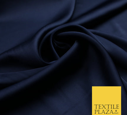 Navy Blue Fine Silky Smooth Liquid Sateen Satin Dress Fabric Drape Lining Material 7806
