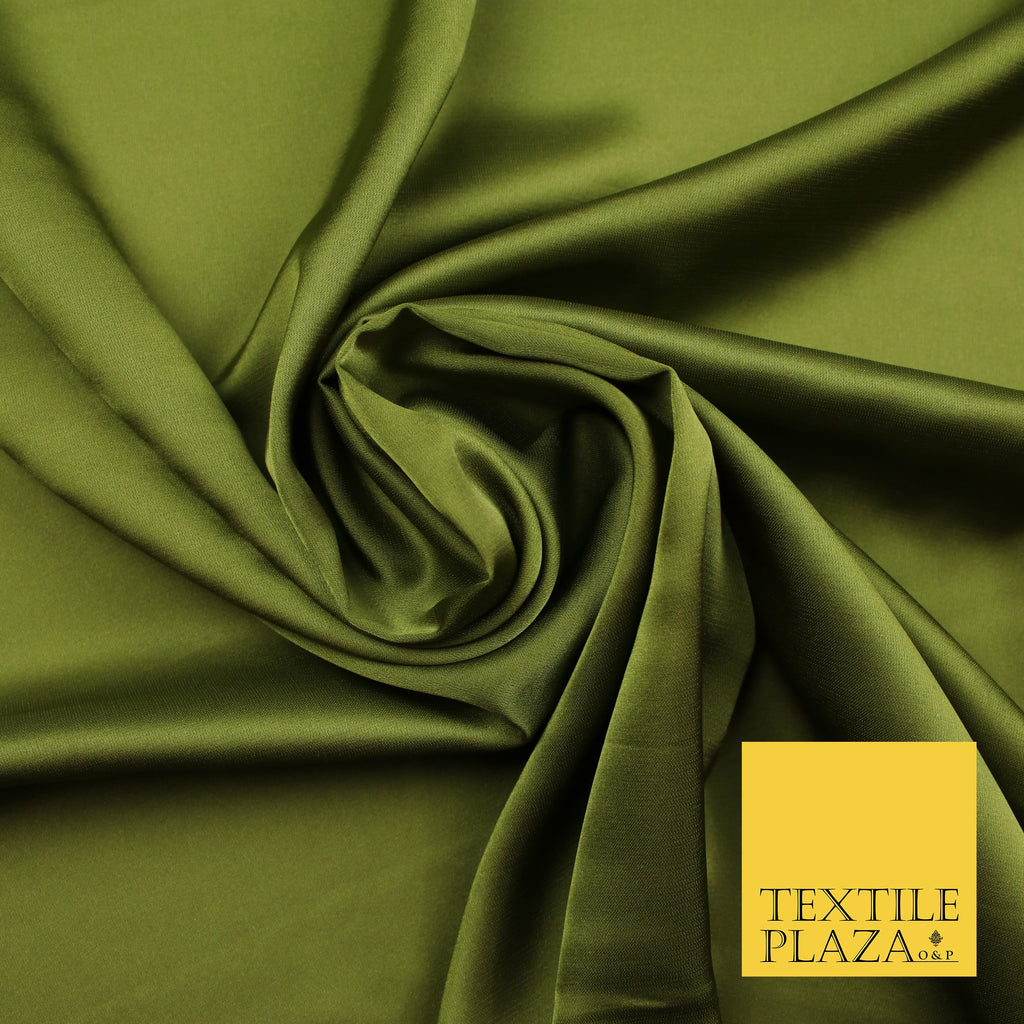 Olive Green Fine Silky Smooth Liquid Sateen Satin Dress Fabric Drape Lining Material 7896