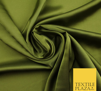 Olive Green Fine Silky Smooth Liquid Sateen Satin Dress Fabric Drape Lining Material 7896