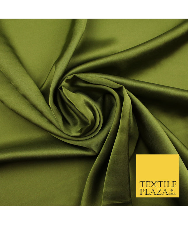 Olive Green Fine Silky Smooth Liquid Sateen Satin Dress Fabric Drape Lining Material 7896
