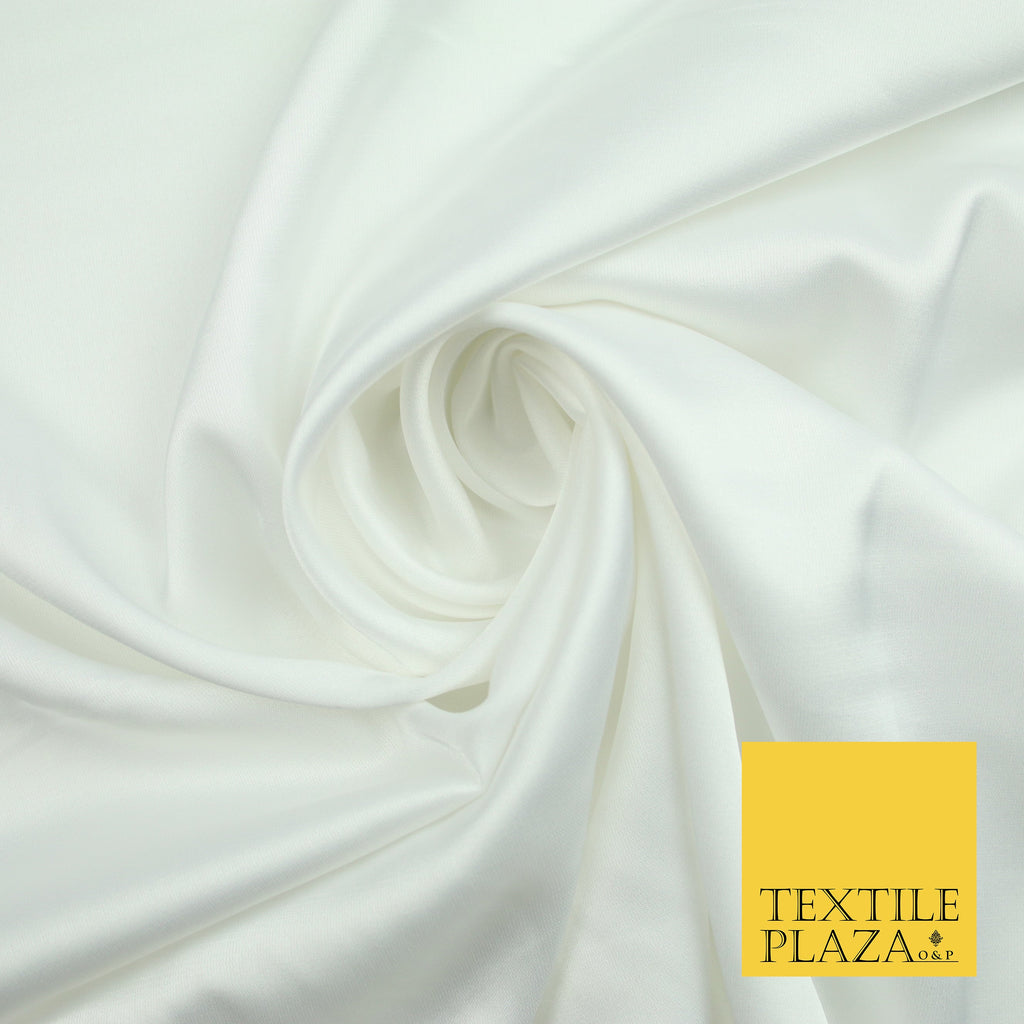 Off White Fine Silky Smooth Liquid Sateen Satin Dress Fabric Drape Lining Material 7817