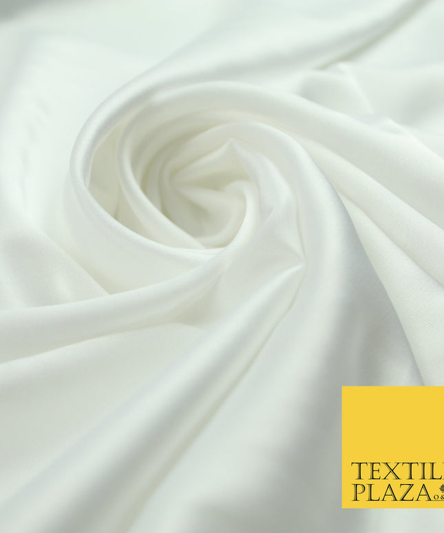 Off White Fine Silky Smooth Liquid Sateen Satin Dress Fabric Drape Lining Material 7817