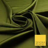Olive Green Fine Silky Smooth Liquid Sateen Satin Dress Fabric Drape Lining Material 7896