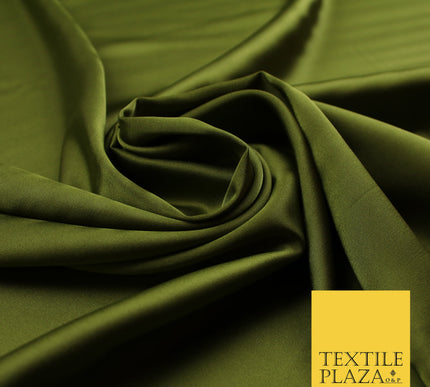Olive Green Fine Silky Smooth Liquid Sateen Satin Dress Fabric Drape Lining Material 7896