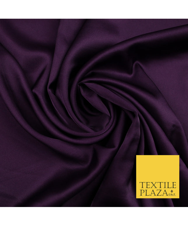 Plum Purple Fine Silky Smooth Liquid Sateen Satin Dress Fabric Drape Lining Material 7861