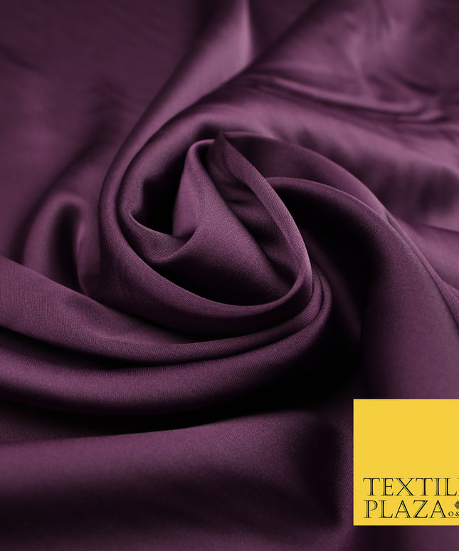Plum Fine Silky Smooth Liquid Sateen Satin Dress Fabric Drape Lining Material 7859