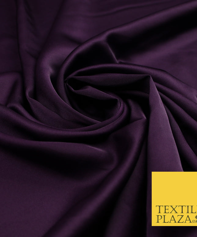Plum Purple Fine Silky Smooth Liquid Sateen Satin Dress Fabric Drape Lining Material 7861