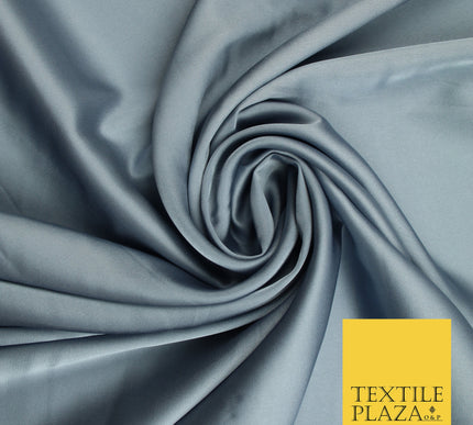 Steel Grey Fine Silky Smooth Liquid Sateen Satin Dress Fabric Drape Lining Material 7810