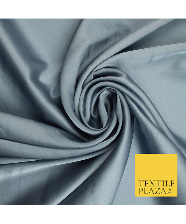 Steel Grey Fine Silky Smooth Liquid Sateen Satin Dress Fabric Drape Lining Material 7810