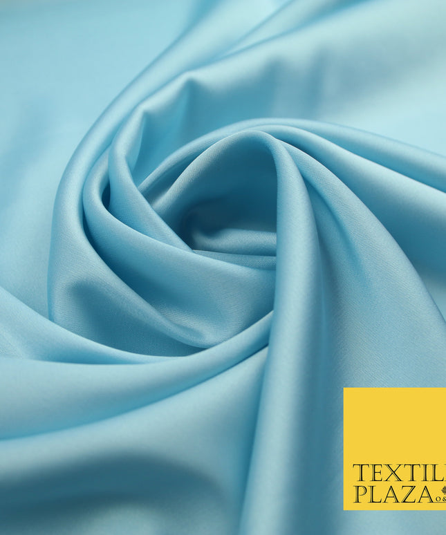 Sky Blue Fine Silky Smooth Liquid Sateen Satin Dress Fabric Drape Lining Material 7885