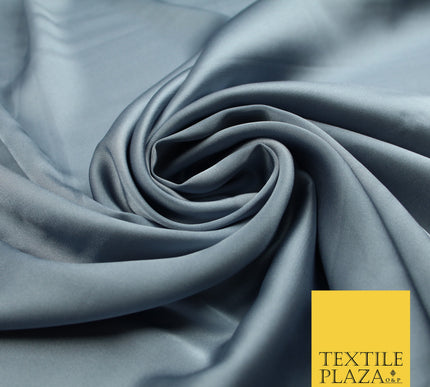 Steel Grey Fine Silky Smooth Liquid Sateen Satin Dress Fabric Drape Lining Material 7810