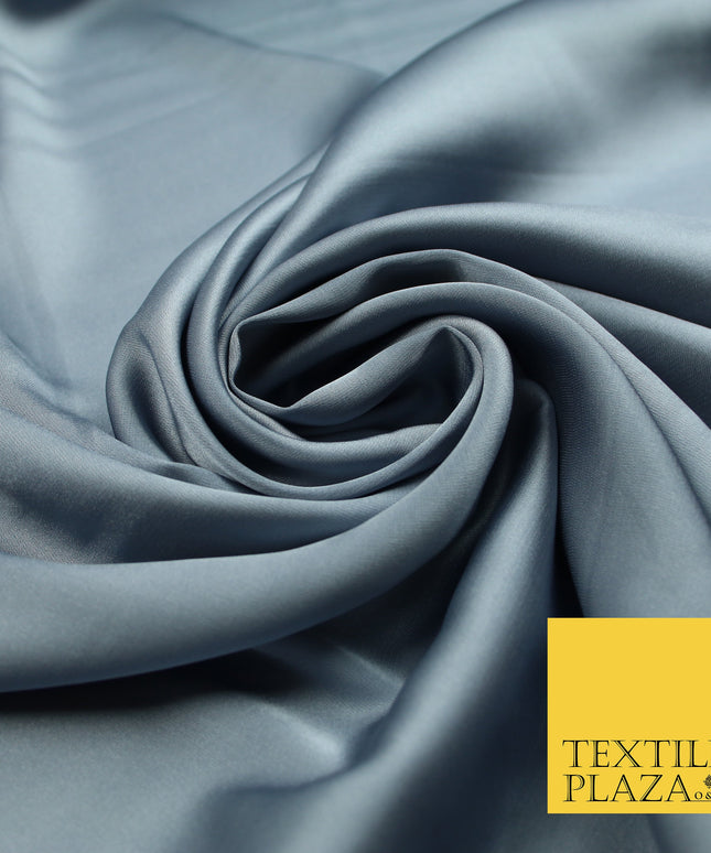 Steel Grey Fine Silky Smooth Liquid Sateen Satin Dress Fabric Drape Lining Material 7810