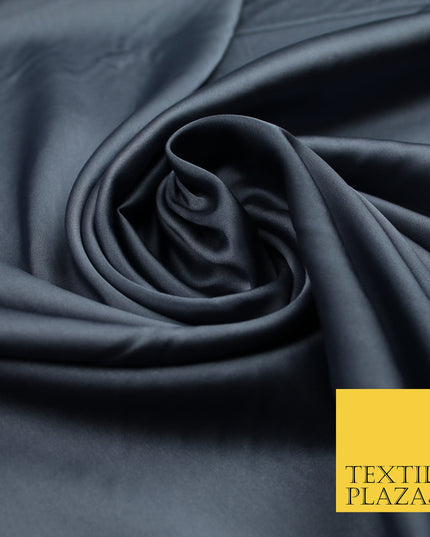 Storm Grey Fine Silky Smooth Liquid Sateen Satin Dress Fabric Drape Lining Material 7809