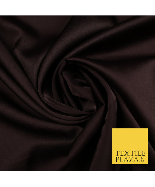 Warm Dark Brown Fine Silky Smooth Liquid Sateen Satin Dress Fabric Drape Lining Material 7865