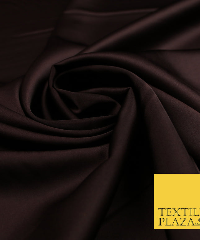 Warm Dark Brown Fine Silky Smooth Liquid Sateen Satin Dress Fabric Drape Lining Material 7865