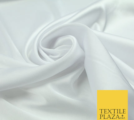 White Fine Silky Smooth Liquid Sateen Satin Dress Fabric Drape Lining Material 7816