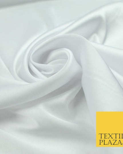 White Fine Silky Smooth Liquid Sateen Satin Dress Fabric Drape Lining Material 7816