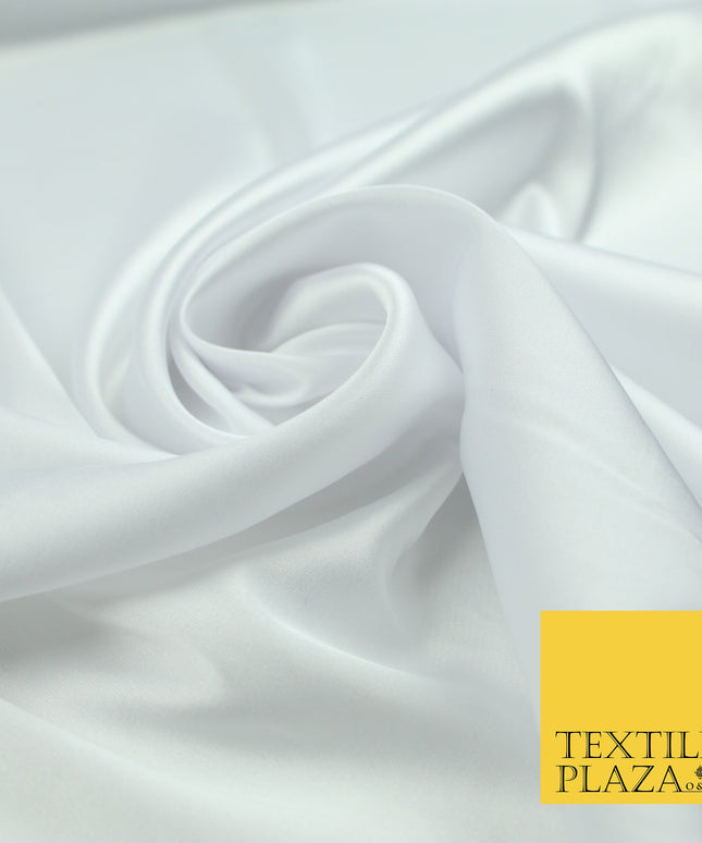 White Fine Silky Smooth Liquid Sateen Satin Dress Fabric Drape Lining Material 7816
