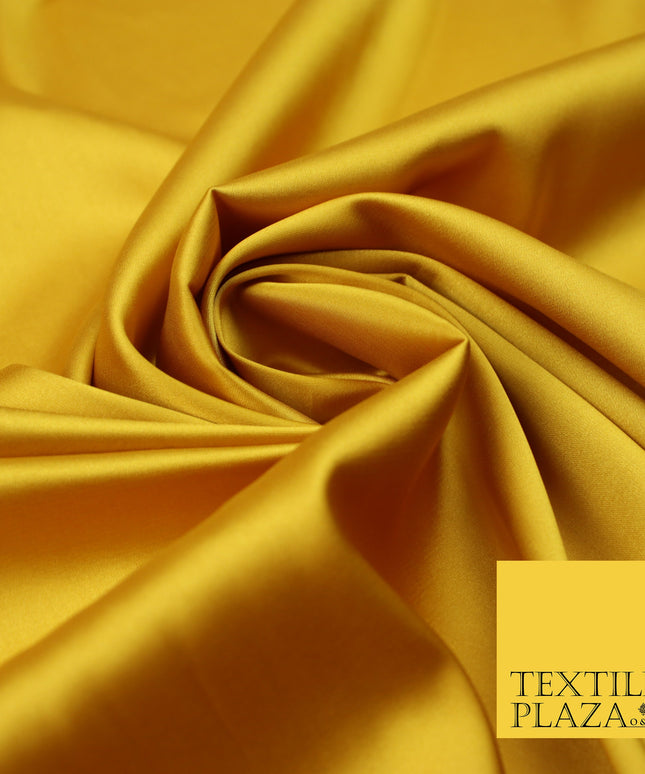 Yellow Gold Fine Silky Smooth Liquid Sateen Satin Dress Fabric Drape Lining Material 7875