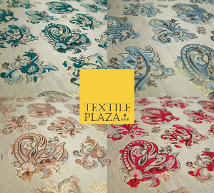 4 COLOURS - Floral Paisley Cluster Textured Brocade Jacquard Dress Fabric 59"