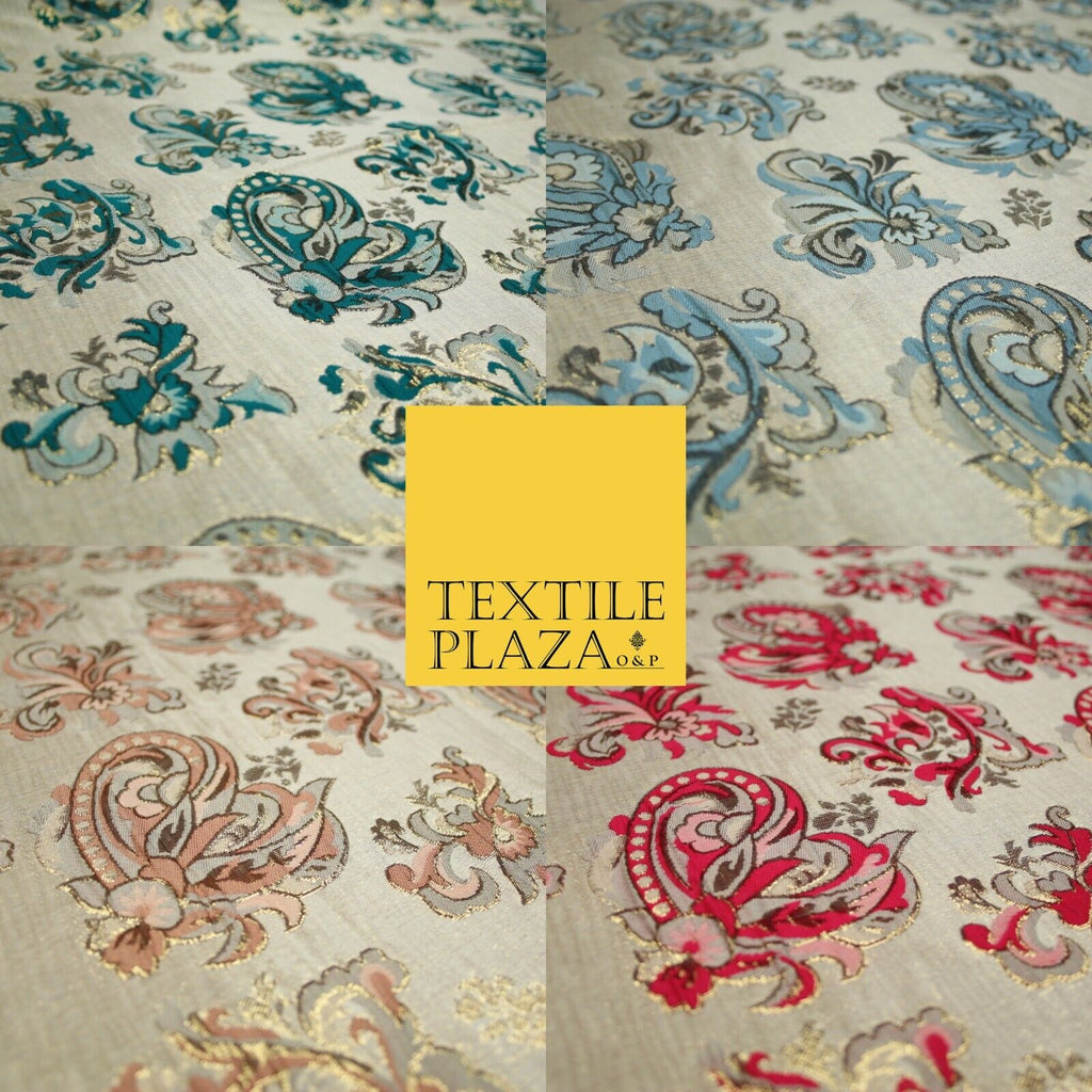 4 COLOURS - Floral Paisley Cluster Textured Brocade Jacquard Dress Fabric 59"