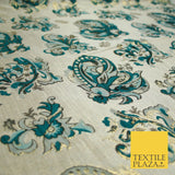4 COLOURS - Floral Paisley Cluster Textured Brocade Jacquard Dress Fabric 59"