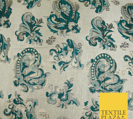 4 COLOURS - Floral Paisley Cluster Textured Brocade Jacquard Dress Fabric 59"