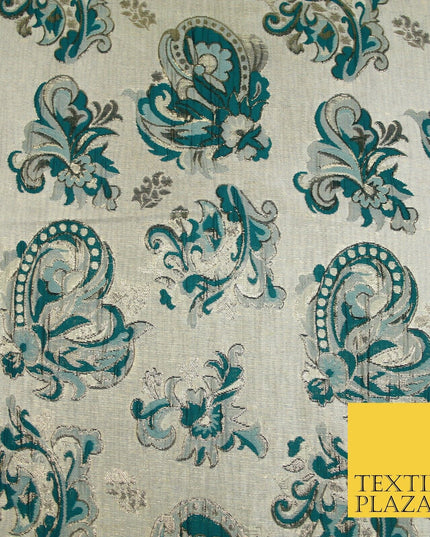 4 COLOURS - Floral Paisley Cluster Textured Brocade Jacquard Dress Fabric 59"
