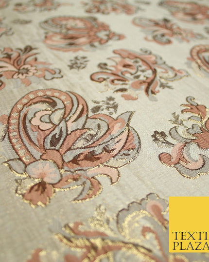 4 COLOURS - Floral Paisley Cluster Textured Brocade Jacquard Dress Fabric 59"